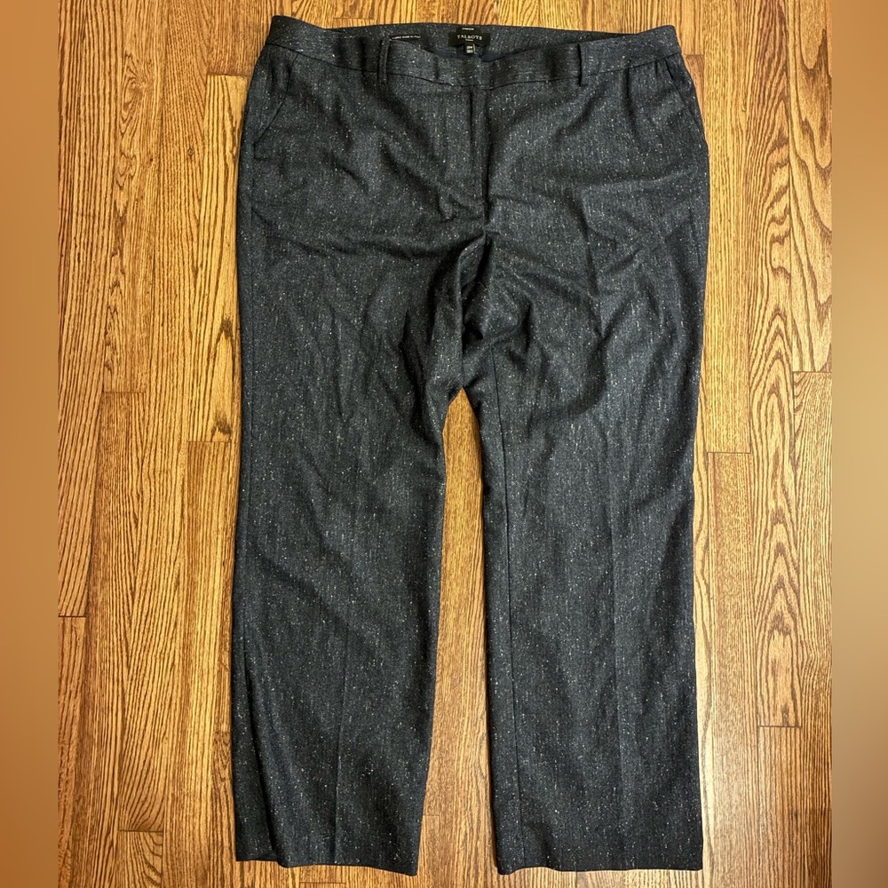 Talbots Dark Gray Speckled Straight-Leg “Windsor” Trousers, NWT, sz 20W